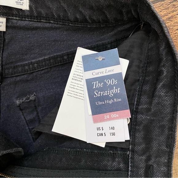 Abercrombie & Fitch ⭐️NWT 90's Hi Rise Straight Faux Leather Panels Curvy Love - Picture 8 of 14